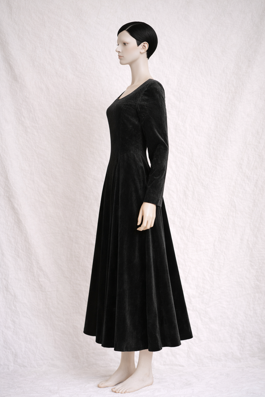 Long black velvet dress Laura Ashley vintage