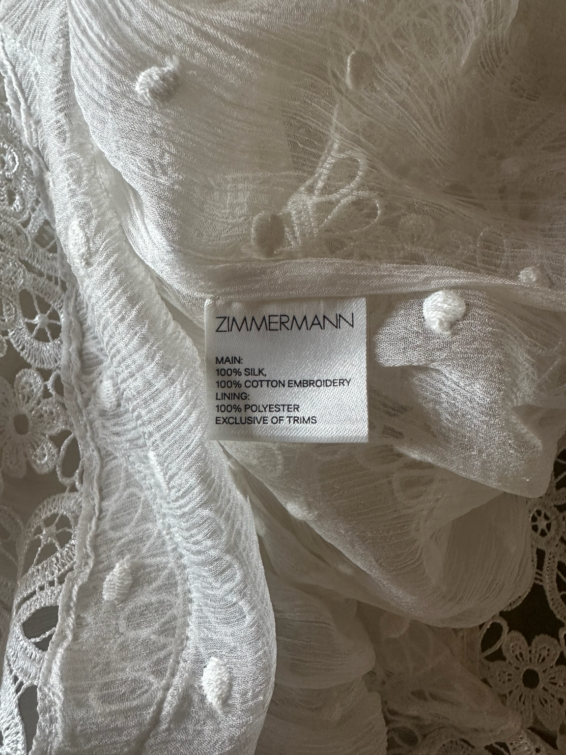 Robe d'été en soie et dentelle cream Zimmermann