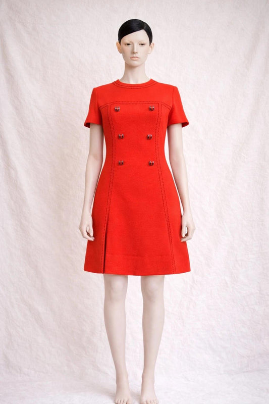 Robe trapèze vintage en laine orange circa 1960