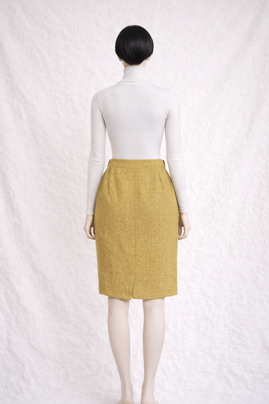 Jupe Yves Saint Laurent en laine jaune moutarde authentique vintage