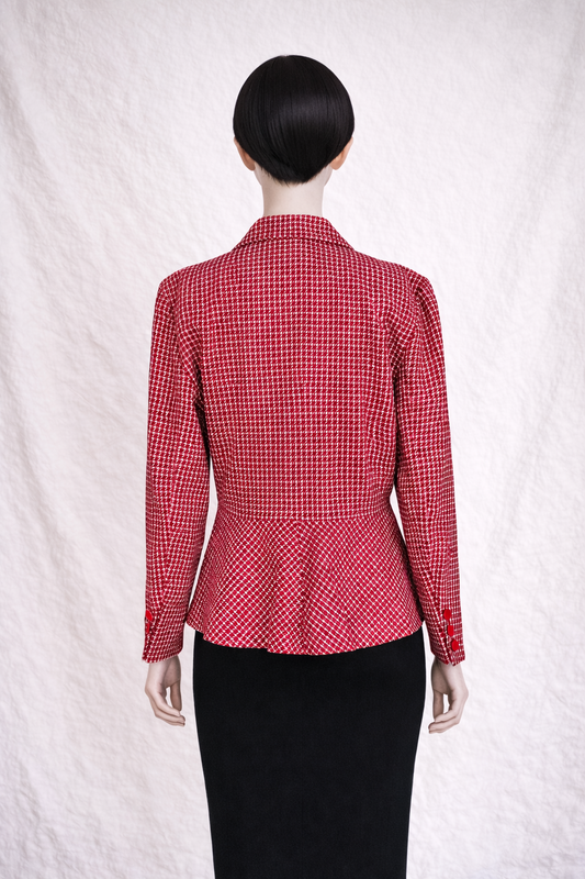 Authentic Pierre Cardin vintage red houndstooth wool blazer