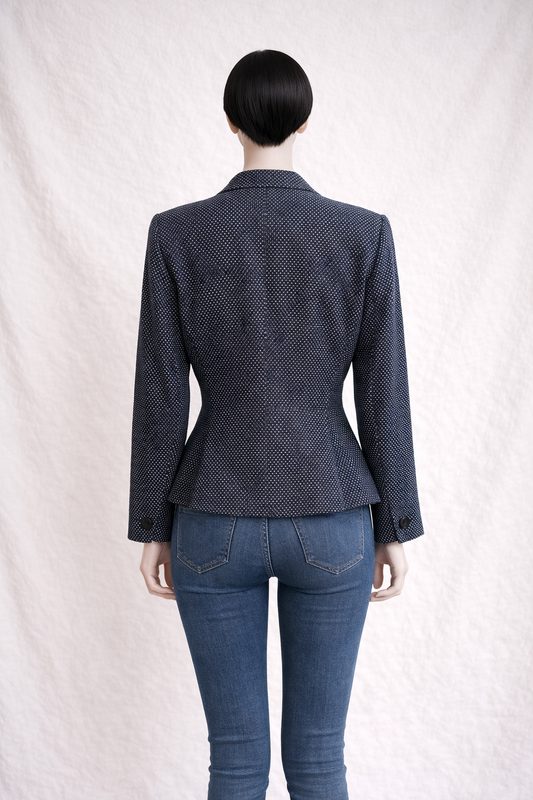 Authentic Yves Saint Laurent Variation Navy Polka Dot Vintage Blazer