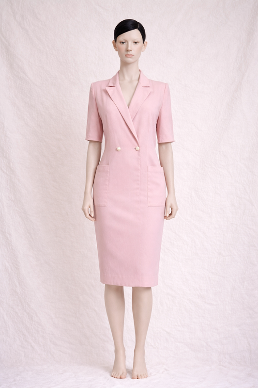 Robe tailleur Christian Dior Cordonnier rose en laine vintage authentique