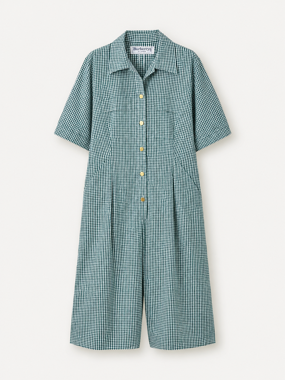 Combinaison authentique Burberrys of London vintage à motif vichy vert et blanc