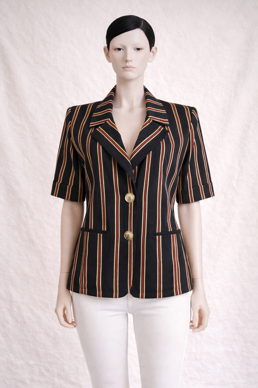 Blazer manches courts à rayures Yves Saint Laurent vintage authentique