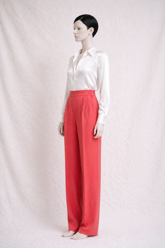 Gianfranco Ferré wide-leg coral viscose and silk trousers
