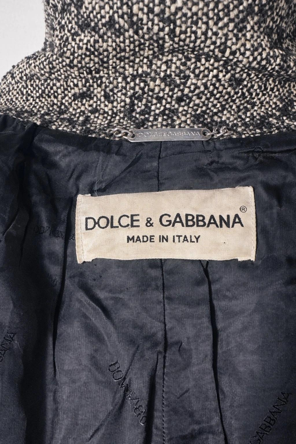 Manteau authentique Dolce & Gabbana en tweed noir et blanc vintage