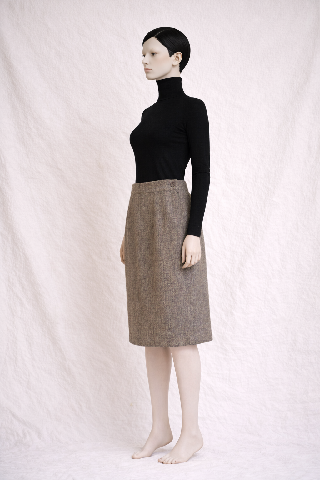Jupe en laine authentique Yves Saint Laurent beige chiné
