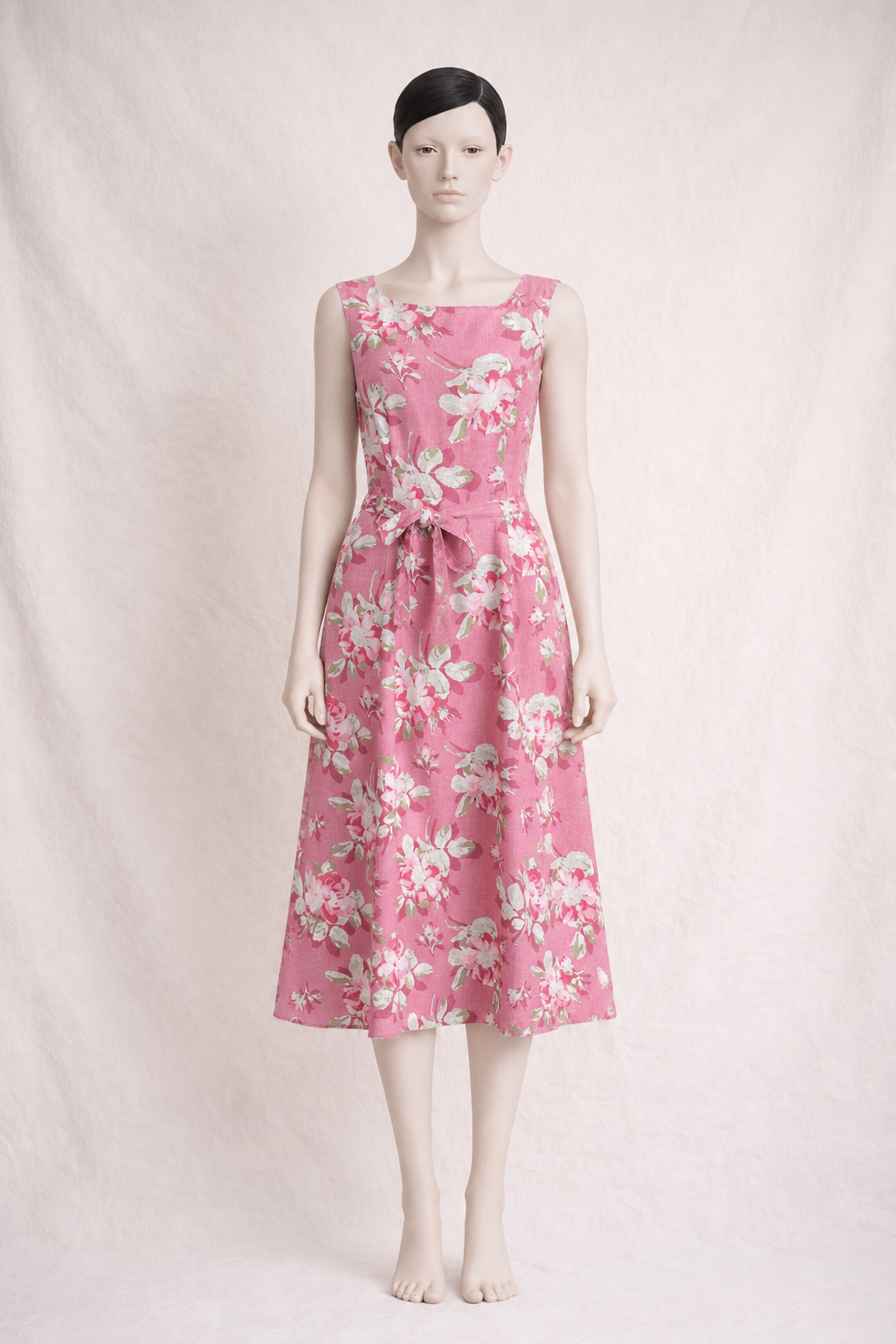 Robe d'été Laura Ashley vintage à imprimé floral romantique rose framboise