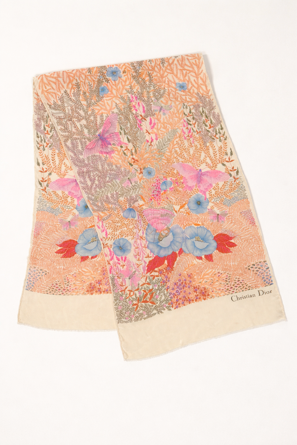 Foulard Christian Dior en soie de crêpe vintage authentique