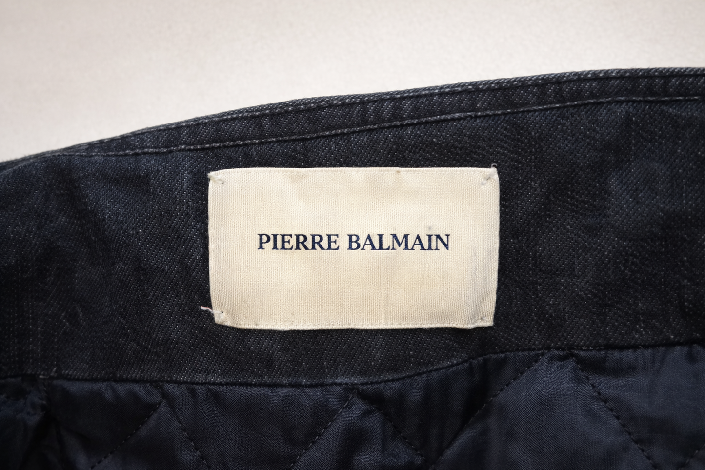 Robe manteau authentique Pierre Balmain en denim bleu marine vintage
