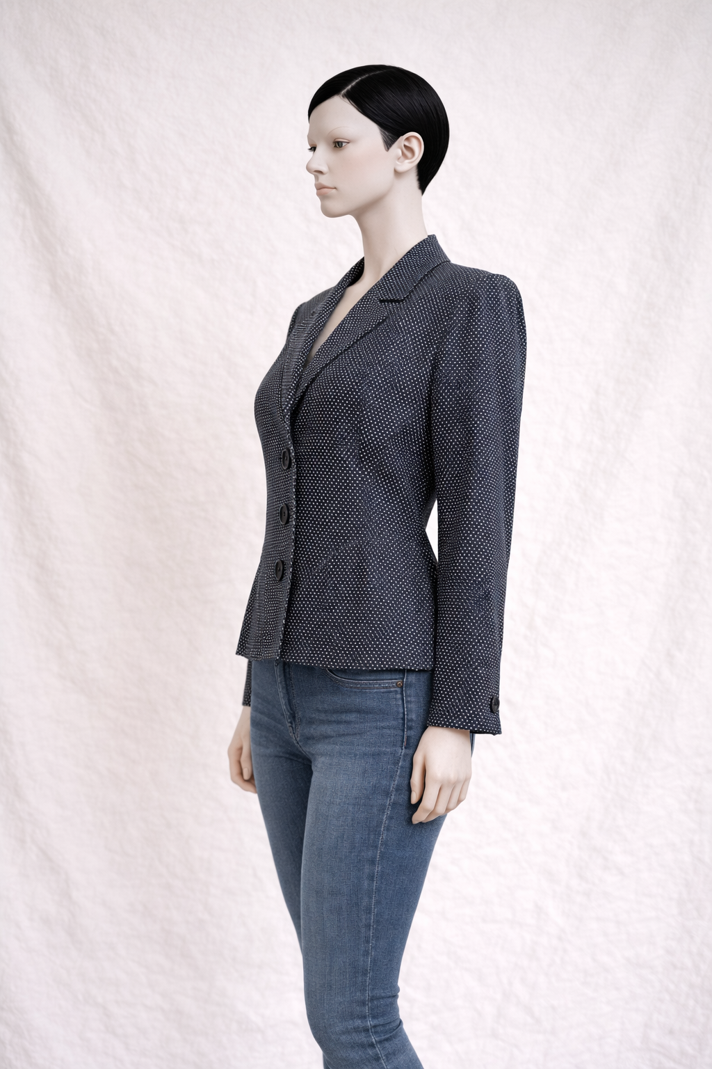 Blazer authentique Yves Saint Laurent Variation à pois bleu marine  vintage