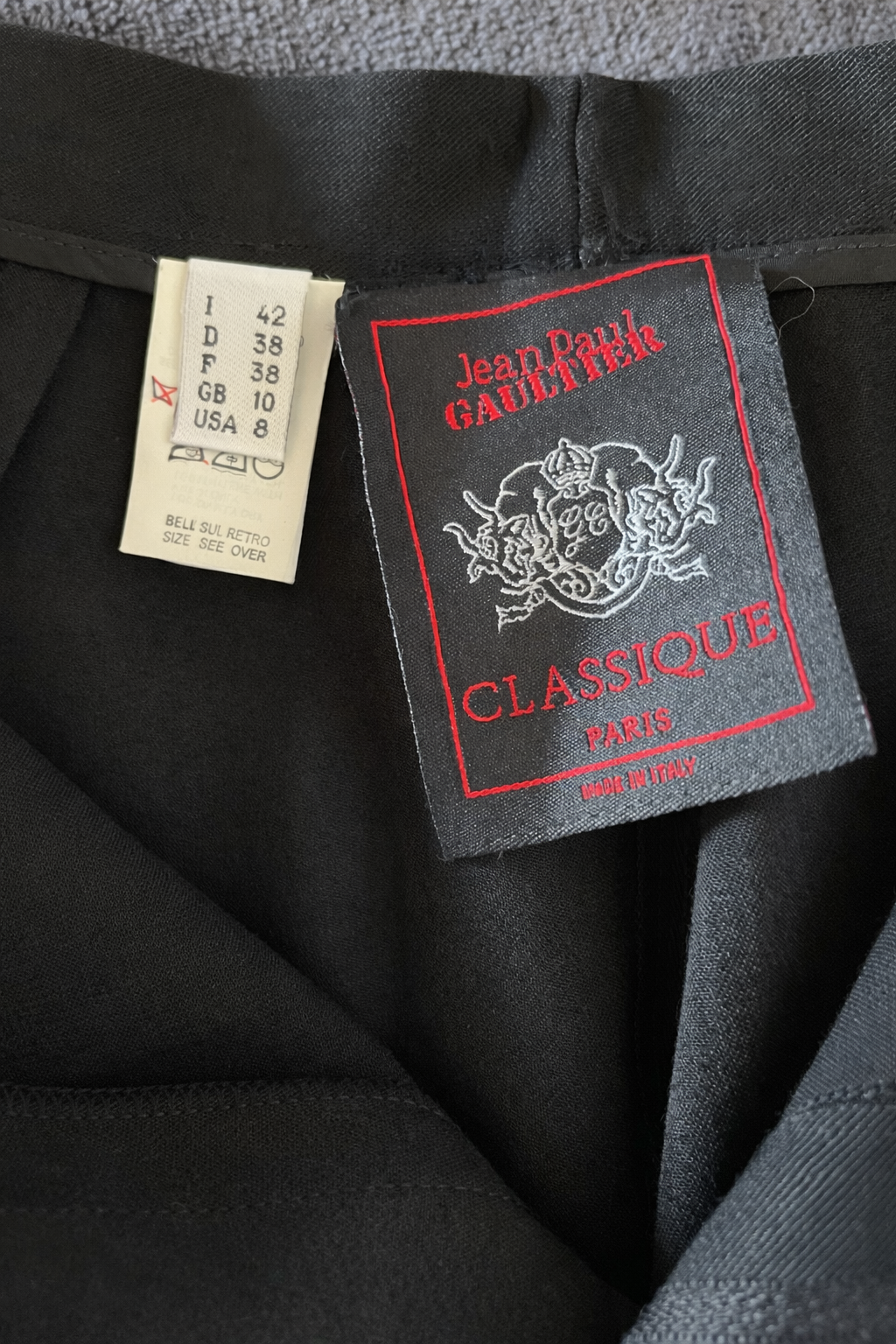 Pantalon authentique Jean Paul Gaultier Classique en laine noire vintage