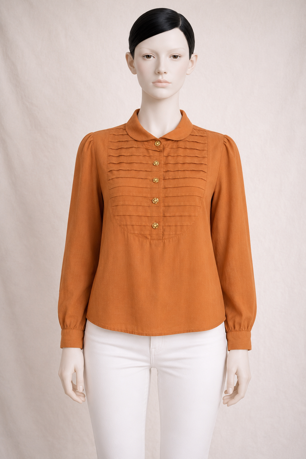 Blouse en coton léger terracotta Pierre Cardin Paris vintage authentique neuve