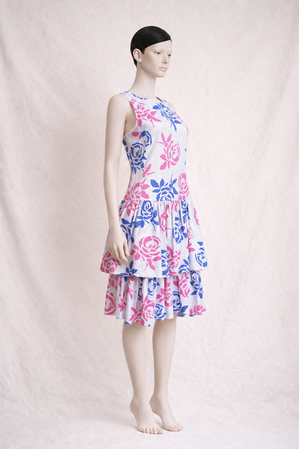 Robe d'été Céline Paris en jacquard de coton texturé blanc vintage authentique