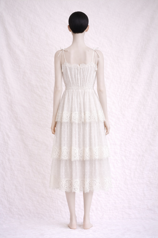 Summer silk and lace dress cream Zimmermann
