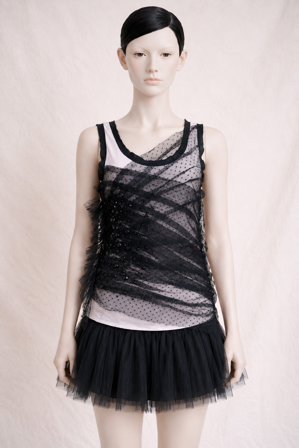 Top authentique Valentino T-Shirt Couture noire et base rose poudré