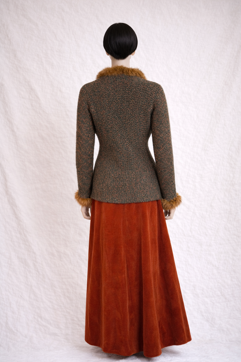 Cardigan Etro Milano en maille chinée et col fourrure de lapin