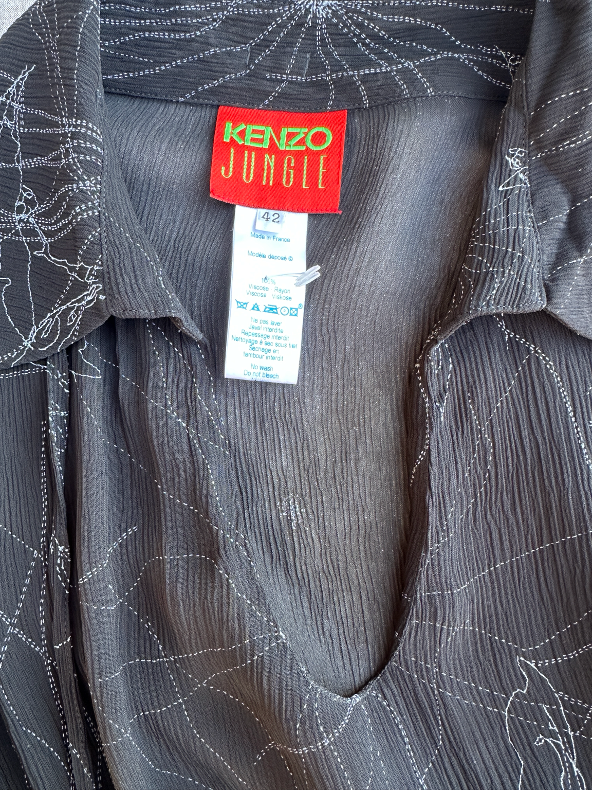 Tunic - Kenzo Jungle dress in semi-transparent black voile with vintage floral print