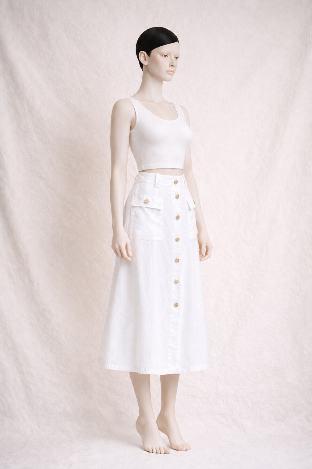 Jupe en lin blanc Escada Margaretha Ley vintage authentique