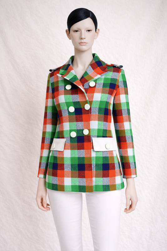 Trench multicolore CASTILLO PARIS vintage des anèes 60s - 70s