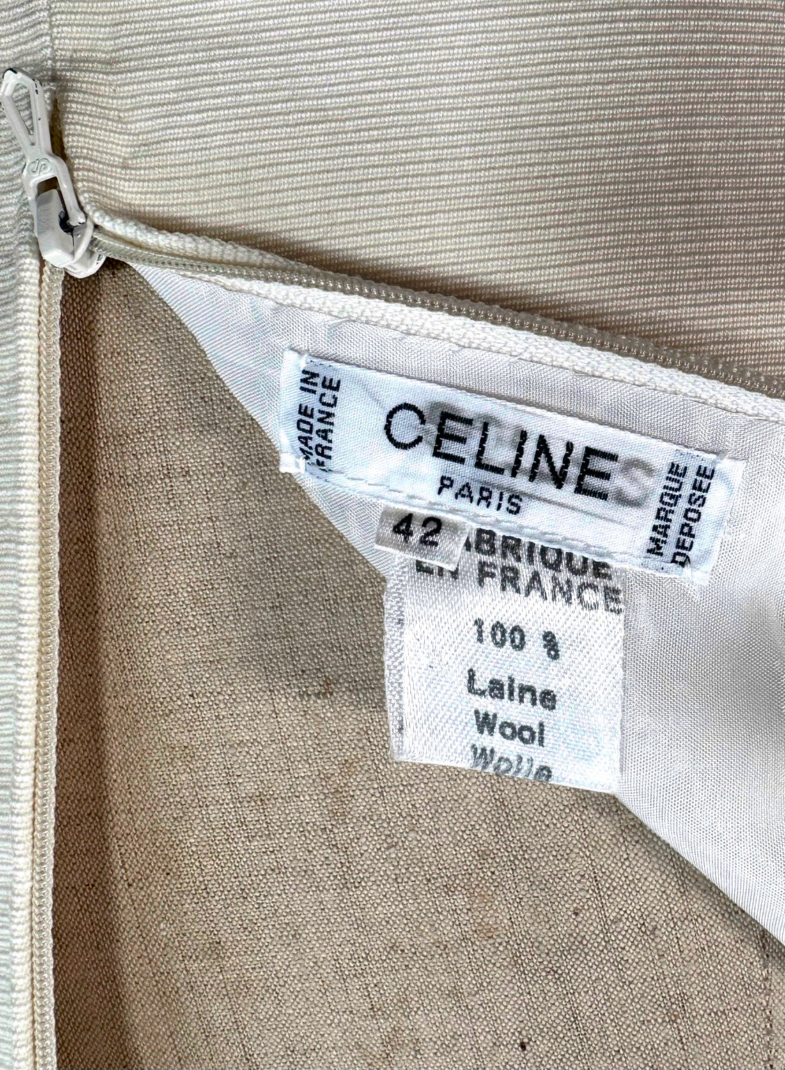 Jupe authentique Céline Paris en laine écrue vintage