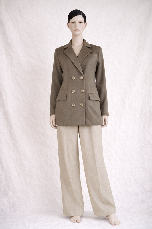 Blazer Emmanuelle Khanh en laine et cachemire marron vintage