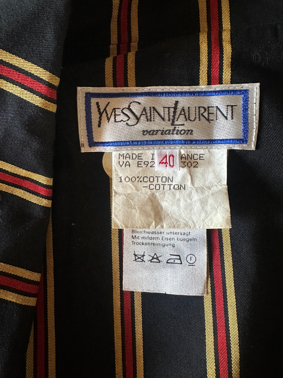 Blazer manches courts à rayures Yves Saint Laurent vintage authentique