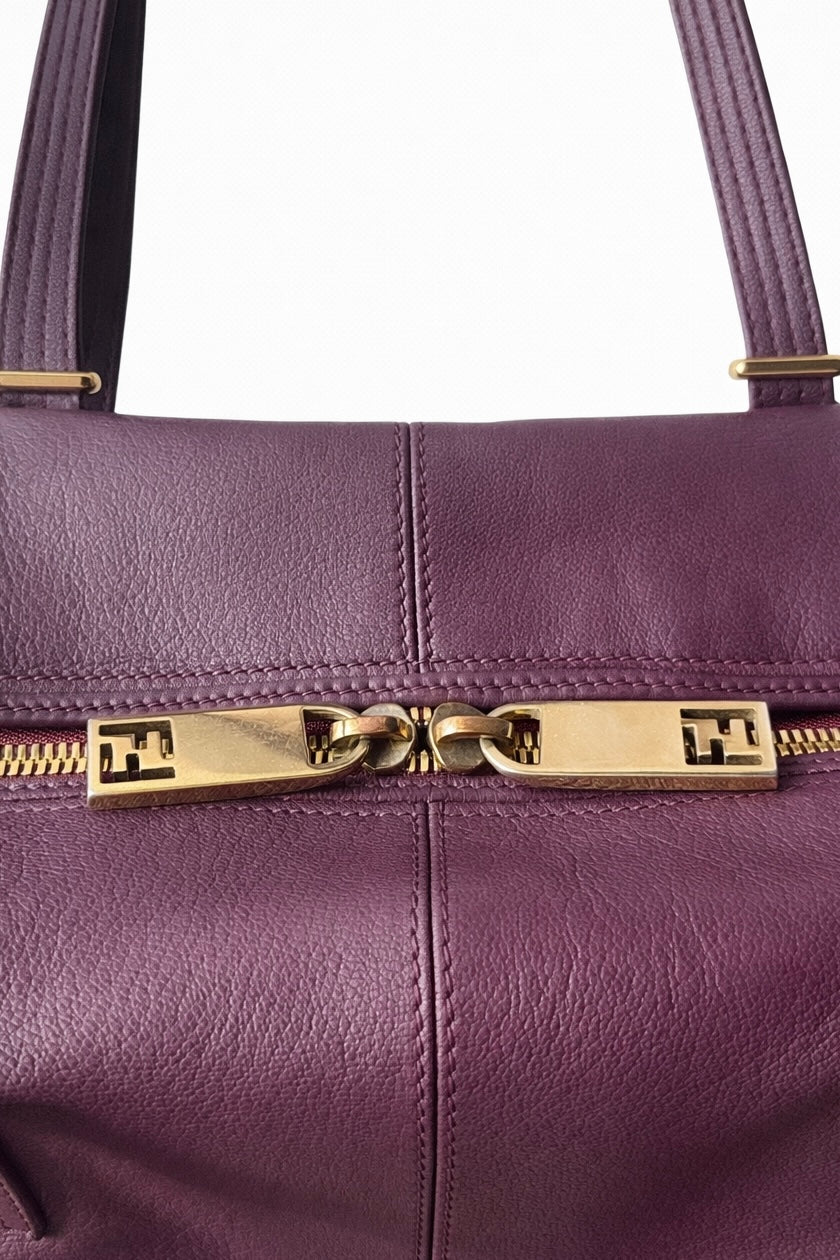 Sac en cuir prune Fendi authentique