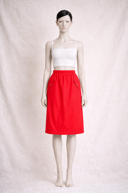 Jupe authentique Céline Paris en coton rouge vintage