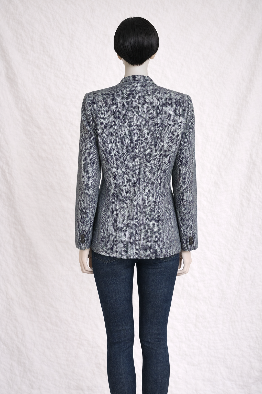Blazer Burberrys authentique en pure laine à motif chevron gris