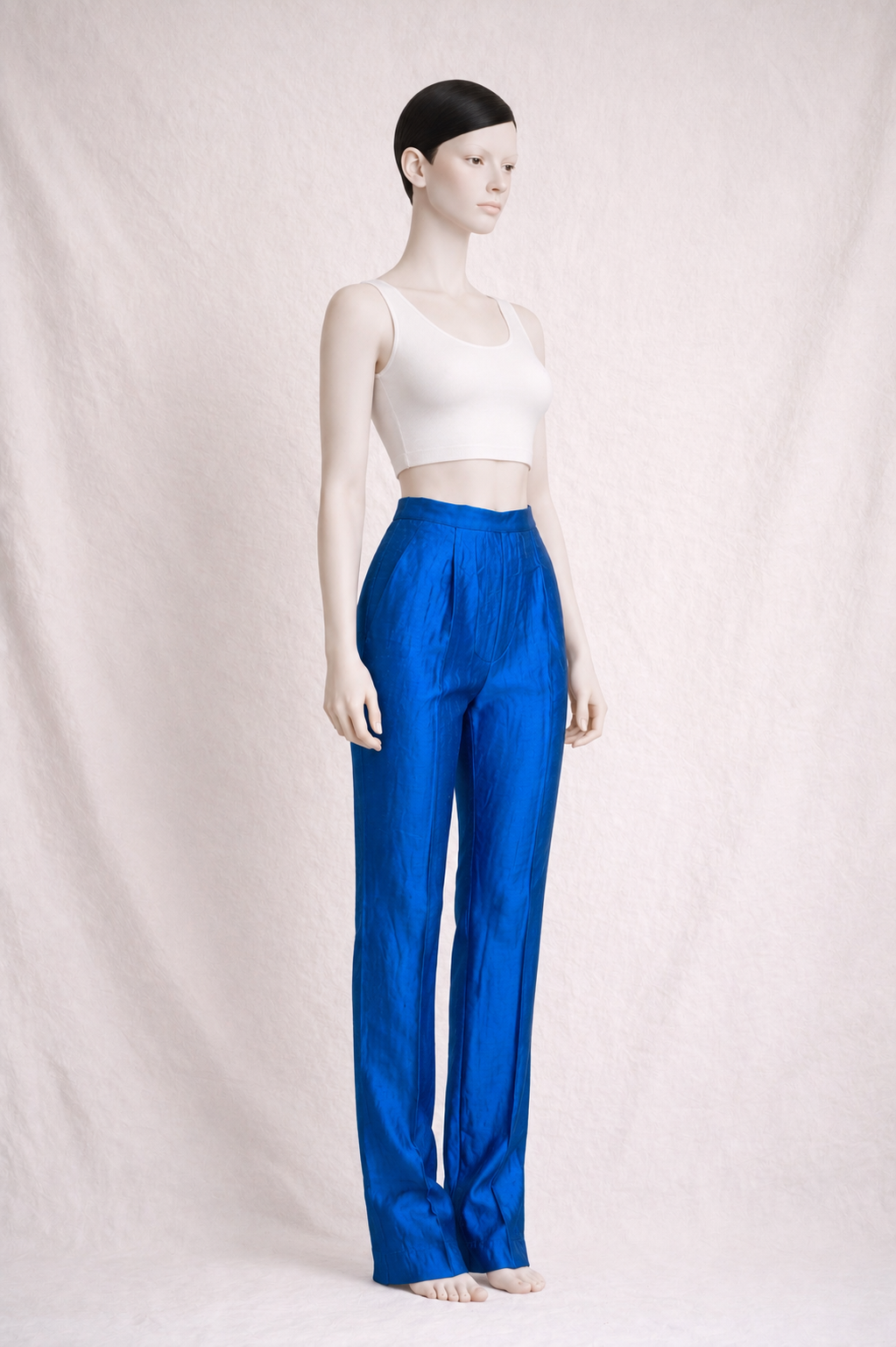 Pantalon Gianfranco Ferré en soie et viscose bleu électrique authentique