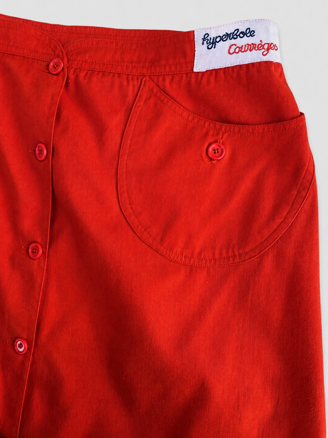 Authentique jupe Courrèges Hyperbole vintage en coton rouge