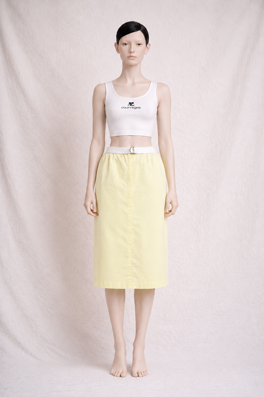 Jupe en coton jaune pastel Courrèges Paris vintage authentique