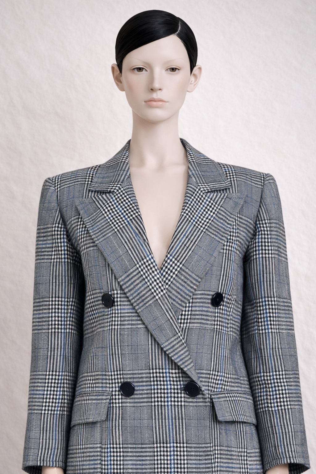 Blazer authentique Yves Saint Laurent Variation en laine à carreaux circa 90