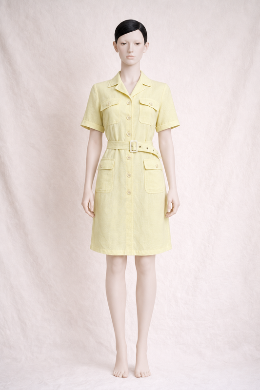 Robe en lin jaune Yves Saint Laurent vintage authentique