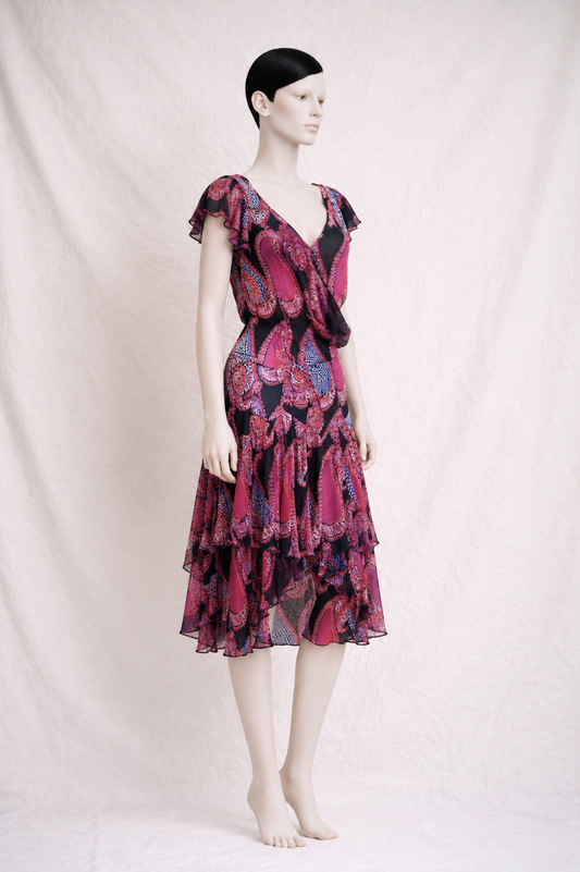 Ensemble blouse et jupe en soie fuchsia Ungaro Fever