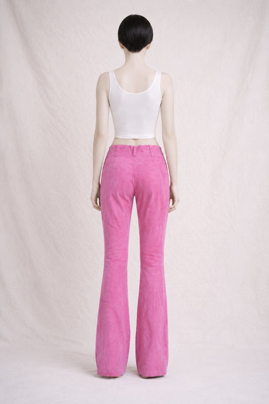 Authentique pantalon Dolce & Gabbana en daim rose fuchsia vintage