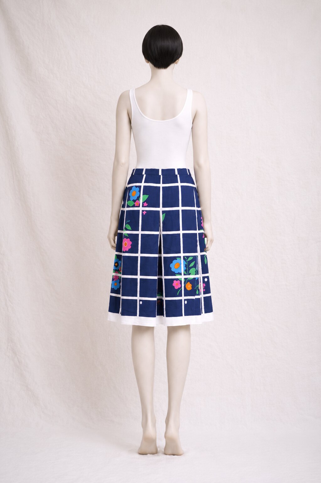 Jupe plissée authentique Lanvin Paris en toile de coton imprimée vintage