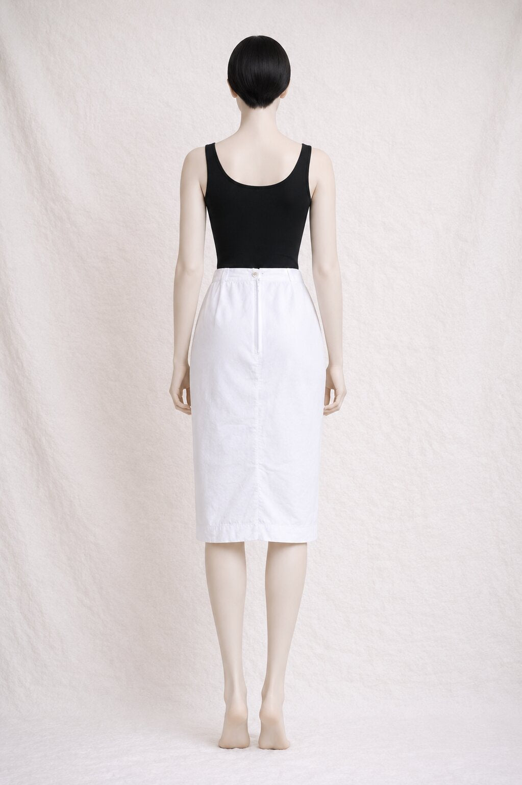 Jupe Crayon en Coton Blanc Vintage Authentique par Pierre Cardin Paris