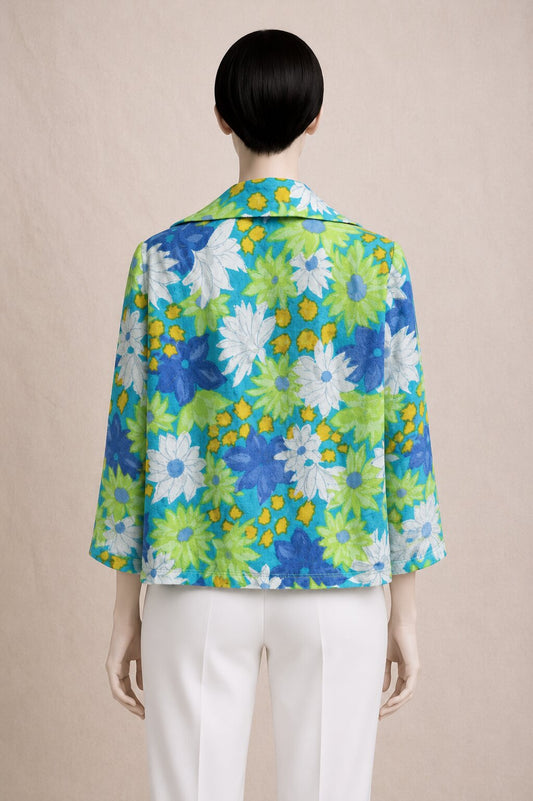 Authentic vintage jacket Plein Soleil by Jacques Heim in floral printed cotton