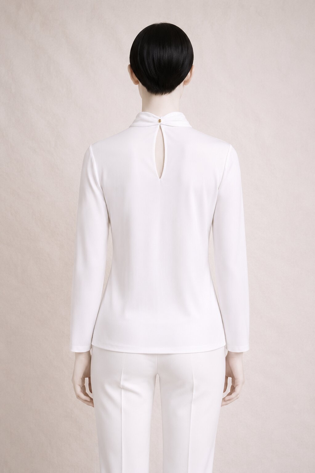 Authentic white top Yves Saint Laurent Variation with high collar.