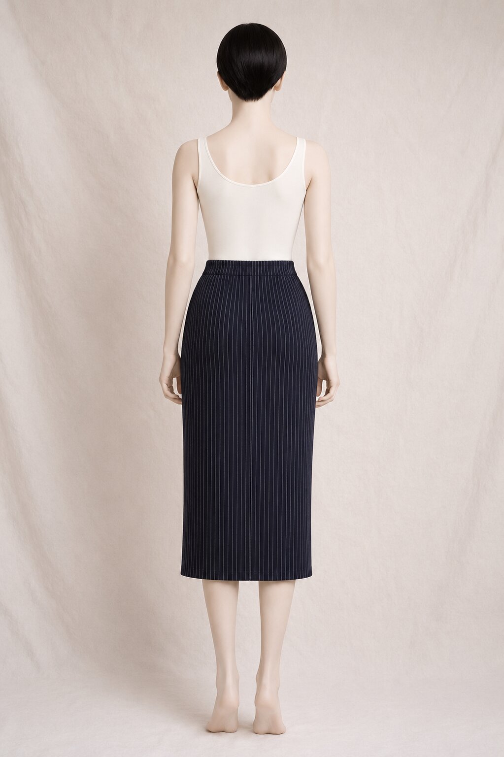 Jupe Crayon Midi Vintage Authentique Yves Saint Laurent à Fines Rayures