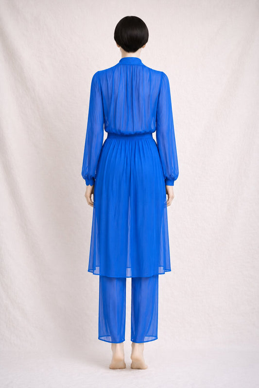 Vintage Electric Blue Louis Féraud Paris Tunic and Trousers Set