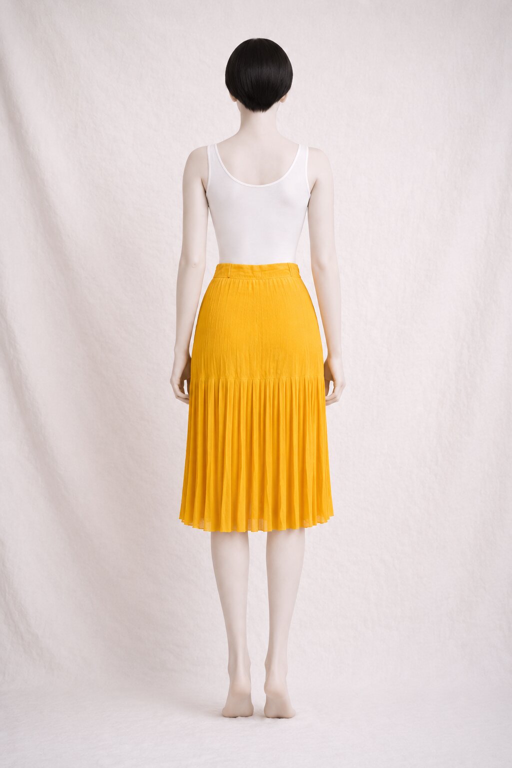 Jupe plissée vintage Jean-Louis Scherrer Boutique Paris jaune soleil