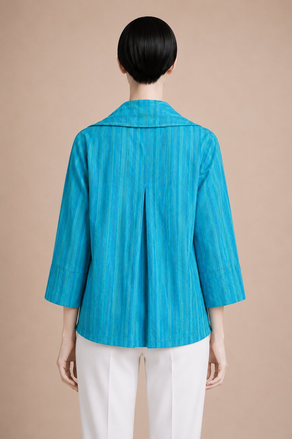 Veste légère vintage authentique Lanvin Paris en coton jacquard turquoise