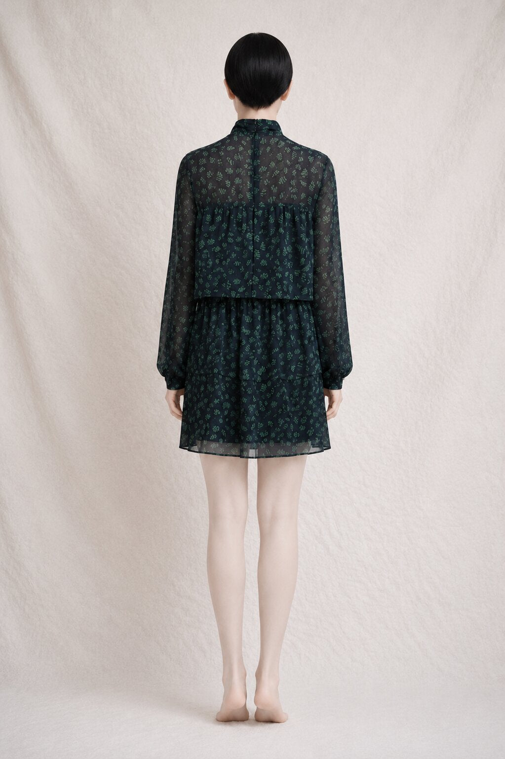 Robe courte en laine et soie verte Vanessa Seward