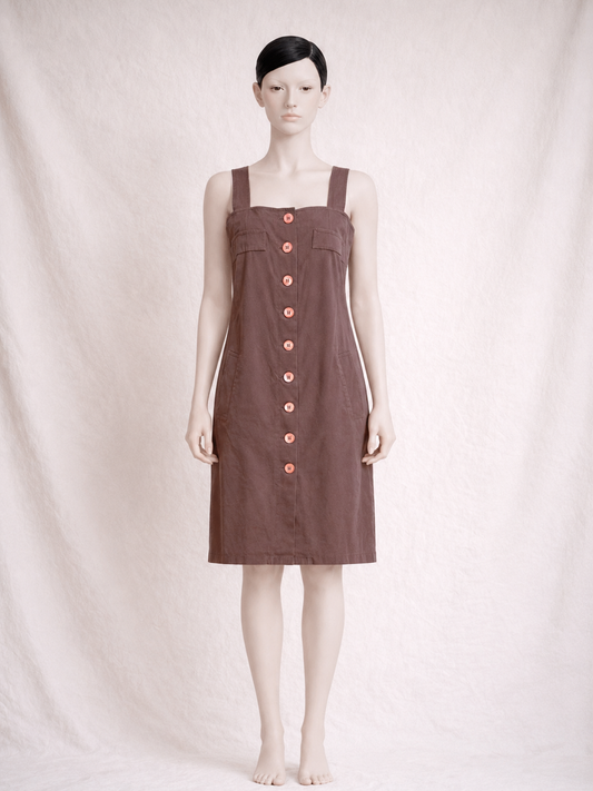 Authentique robe d'été Yves Saint Laurent en coton brun vintage
