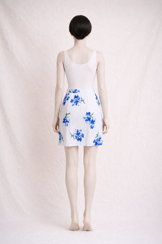 Kenzo Vintage Mini Skirt with Blue Floral Print