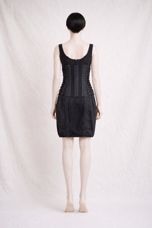 Authentic Vintage Dolce & Gabbana Black Denim Corset Style Dress